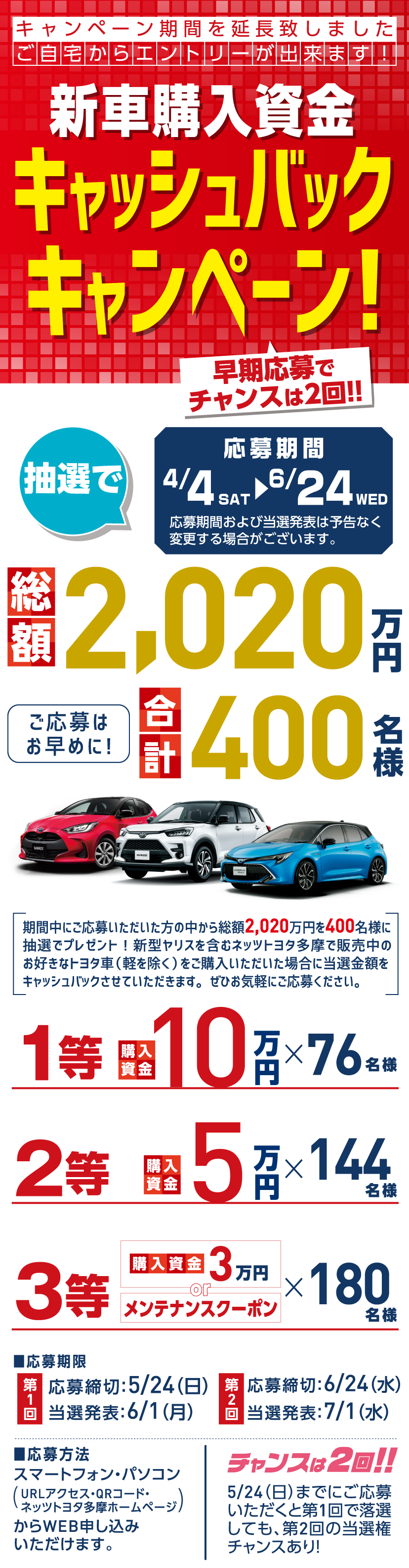 新車購入資金 キャッシュバックキャンペーン！｜ネッツトヨタ多摩株式会社